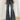 Printed Washed Distressed Flared Jeans