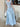 Summer Blue Floral A-Line Skirt