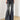 Printed Washed Distressed Flared Jeans