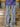ACID-WASH BARBED WIRE DESIGN STRAIGHT LEG LONG PANTS