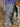 ACID-WASH BARBED WIRE DESIGN STRAIGHT LEG LONG PANTS