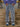 ACID-WASH BARBED WIRE DESIGN STRAIGHT LEG LONG PANTS