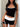 ATHLETIC SET WITH SQUARE NECK IN SOLID COLOR - BLACK AND WHITE
