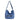 Blue shoulder tote bag with text featured in Beige Embroidery Shopper Bag collection