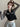 BLACK AND WHITE ZIP-UP CROP TOP Y2K VINTAGE SPRING LONG SLEEVE