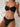 BLACK BIKINI SARONG SET SHEER ELASTANE FABRIC TEXTURE