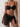 BLACK BIKINI SARONG SET SHEER ELASTANE FABRIC TEXTURE
