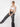 BLACK CARGO JEANS WITH GEOMETRIC DESIGN, MID WAIST COTTON BLEND LONG PANTS