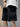 BLACK CARGO SHORTS WITH ELASTIC DRAWSTRING WAIST