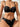 BLACK FLORAL LINGERIE SET WITH BOW TIE