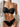 BLACK FLORAL LINGERIE SET WITH BOW TIE