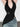 BLACK HALTER TOP WITH SILVER BUCKLE SLIM FIT V-NECK - Sweetheart Supplies