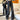 BLACK JEANS WITH CHECKERBOARD ZIPPER DETAIL FOR MEN