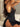 BLACK LACE NIGHTGOWN WITH CONTRAST LACE DETAILING