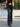 BLACK PINSTRIPE FLARE JEANS WOMEN'S DENIM