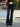 BLACK PINSTRIPE FLARE JEANS WOMEN'S DENIM