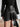 BLACK PLEATED FAUX LEATHER SKIRT SOLID COLOR