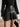 BLACK PLEATED FAUX LEATHER SKIRT SOLID COLOR