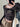 BLACK RIBBED LONG-SLEEVE TOP WITH STAR EMBELLISHMENT SLIM FIT Y2K STYLE