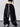 BLACK RUFFLE PANTS LONG LENGTH WIDE LEG