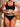 BLACK SOLID COLOR SPORTY LETTER BRA AND PANTIES LINGERIE SET