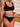 BLACK SOLID COLOR SPORTY LETTER BRA AND PANTIES LINGERIE SET