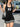 BLACK TANK DRESS WITH WHITE STRIPES RETRO DIGITAL PRINT