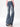 BLUE BUTTERFLY APPLIQUED BELL-BOTTOM JEANS HIGH WAIST FLARE