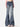 BLUE BUTTERFLY APPLIQUED BELL-BOTTOM JEANS HIGH WAIST FLARE