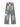 BLUE DENIM CARGO PANTS WITH PINK STAR BELT CASUAL MID WAIST TRENDY