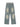 BLUE DENIM CARGO PANTS WITH PINK STAR BELT CASUAL MID WAIST TRENDY