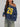 BLUE NUMBER KNIT SWEATER ELEGANT V-NECK PULLOVER