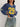 BLUE NUMBER KNIT SWEATER ELEGANT V-NECK PULLOVER