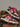 BROWN AND WHITE SNEAKERS WITH PINK ACCENTS LIGHTWEIGHT BREATHABLE ANKLE