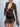 BROWN LACE DRESS WITH BELL SLEEVES - SLIM FIT CASUAL STREET STYLE