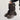 BROWN VEGAN LEATHER HIGH SHAFT BOOTS WITH METAL STRAP