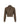 CROPPED BROWN ZIP-UP HOODIE WITH LOOSE FIT HIGH COLLAR
