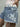 DISTRESSED DENIM SHORTS WITH STAR PATTERN BLUE Y2K STAR