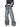DISTRESSED GRAY DENIM CARGO PANTS WITH MID WAIST DESIGN ELEMENTS