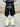EMBROIDERED DENIM BLACK SHORTS WITH CLOVER ACCENTS, LOOSE FIT DESIGN