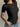 FITTED SHORT-SLEEVE TOP - BLACK CREW NECK WITH HIGH ELASTICITY