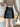 FLEECE LINED FAUX LEATHER SHORTS BLACK FALL