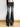 FLORAL FLARE LEG JEANS BLACK PRINT COTTON BLEND