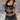 GRAPHIC PRINT BLACK TANK TOP COLLAR VEST
