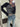 GRAY AND BLACK LONG-SLEEVED CROP TOP WITH TRENDY CREW NECK