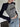 GRAY AND BLACK LONG-SLEEVED CROP TOP WITH TRENDY CREW NECK