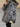 GRAY HOODED PUFFER JACKET WITH HEART EMBELLISHMENTS