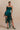 GREEN MIDI DRESS WITH LEAF EMBELLISHMENTS AND RUFFLE FRINGE DETAILS