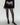 KHAKI PLEATED MINI SKIRT WITH BLACK BELTS FOR WOMEN
