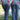 LIGHT BLUE HIGH-WAISTED FLARED TROUSERS WITH RED STAR DETAIL